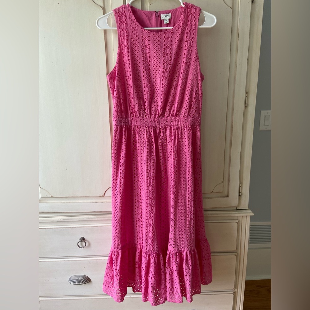 J Crew pink eyelet midi dress size 4 - Picture 3 of 6